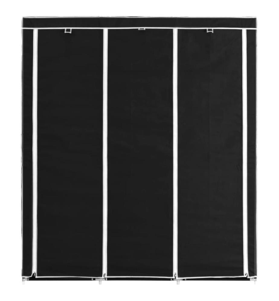 Kleiderschrank mit Fächern Stangen Schwarz 150x45x175cm Stoff