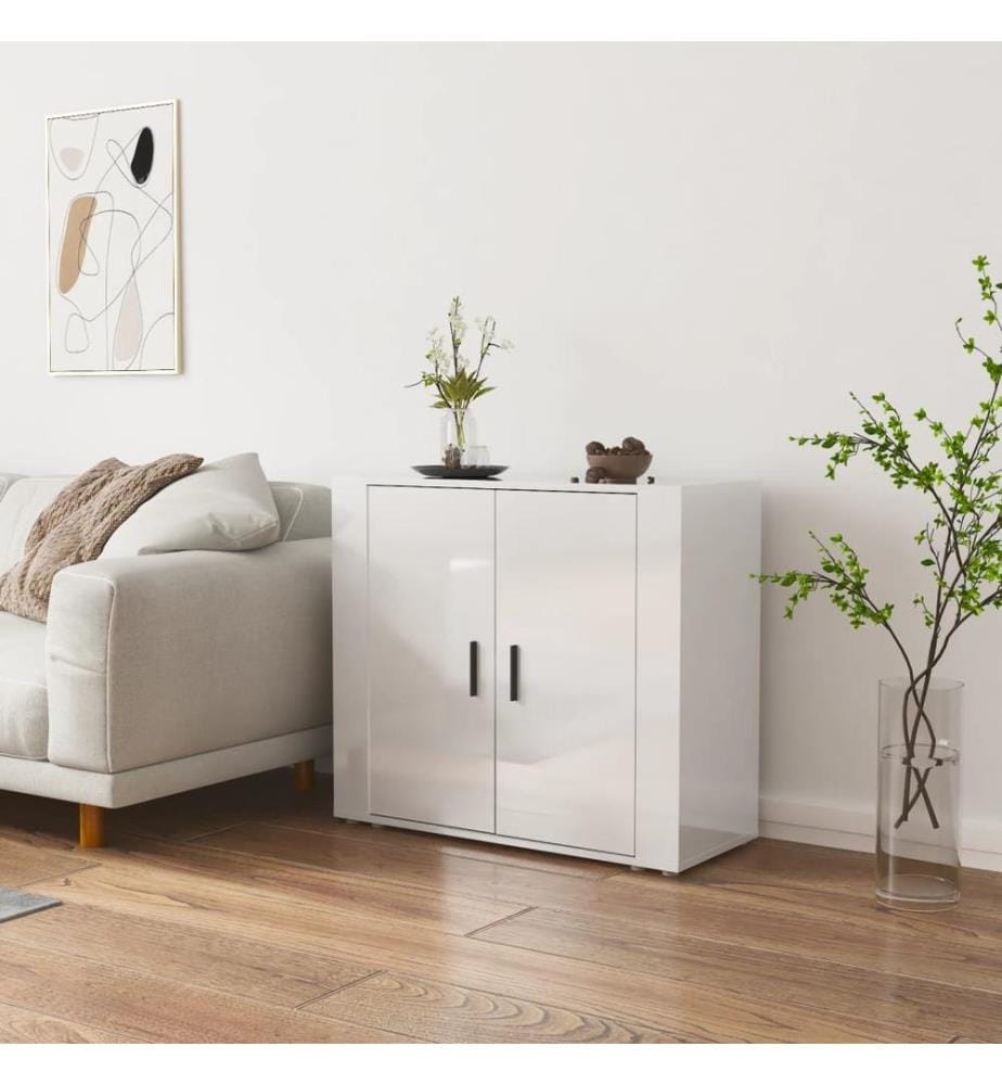 Sideboard Hochglanz-Weiss 80x33x70 cm Holzwerkstoff
