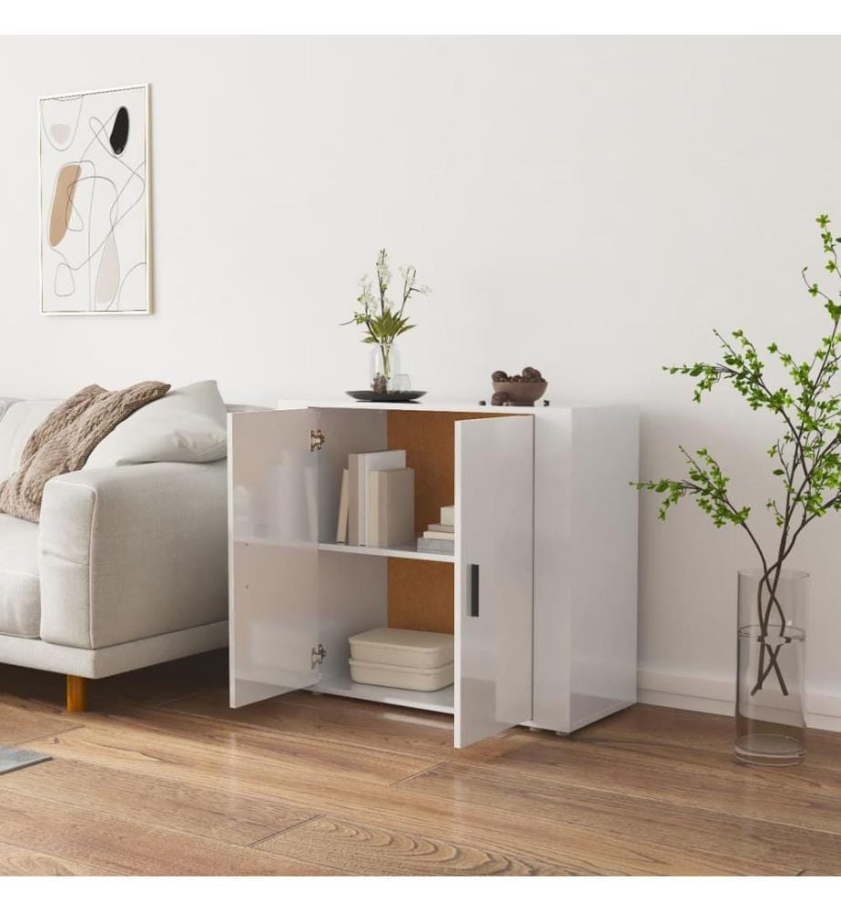 Sideboard Hochglanz-Weiss 80x33x70 cm Holzwerkstoff