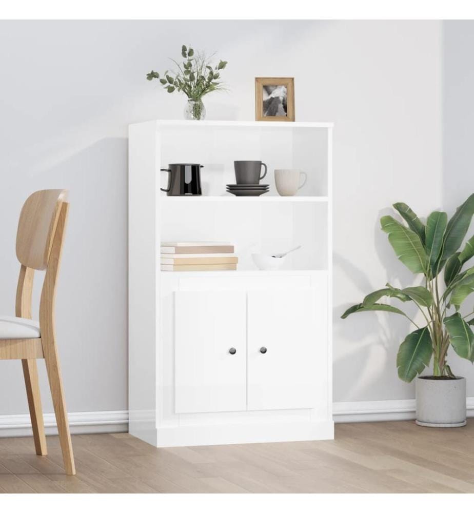 Highboard Hochglanz-Weiss 60x35,5x103,5 cm Holzwerkstoff