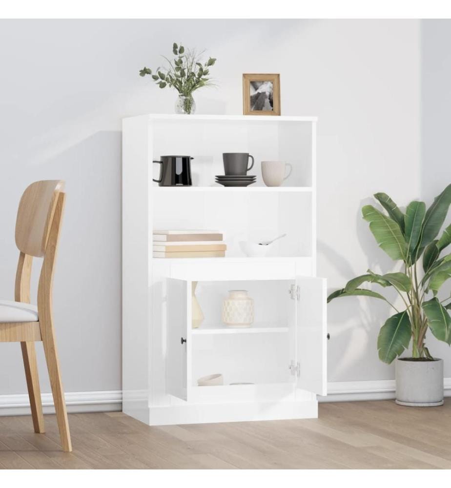 Highboard Hochglanz-Weiss 60x35,5x103,5 cm Holzwerkstoff