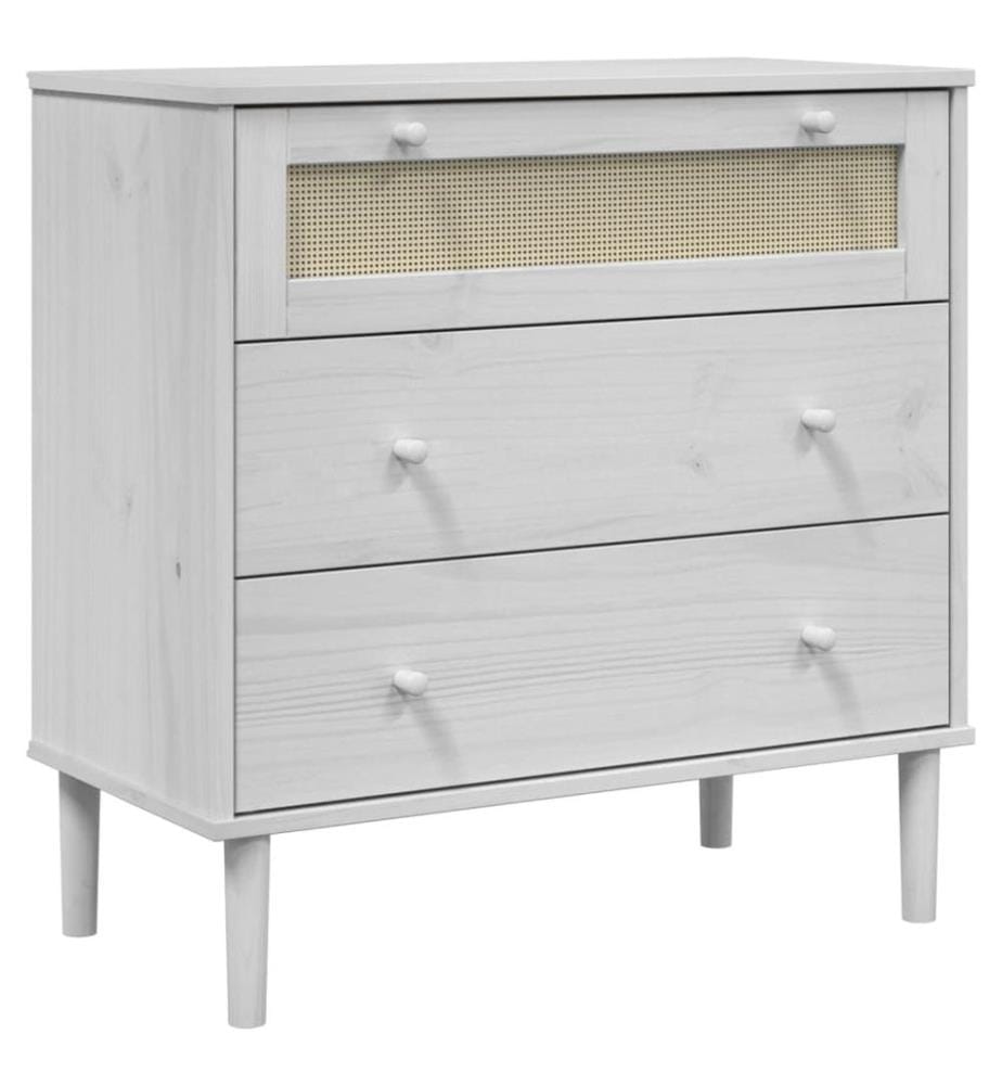 Commode SENJA aspect de rotin blanc bois de pin solide