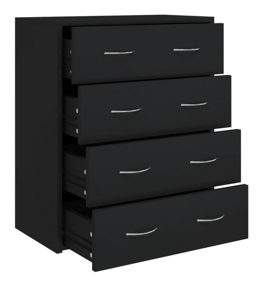 Kommode mit 4 Schubladen 60×30,5×71 cm Schwarz