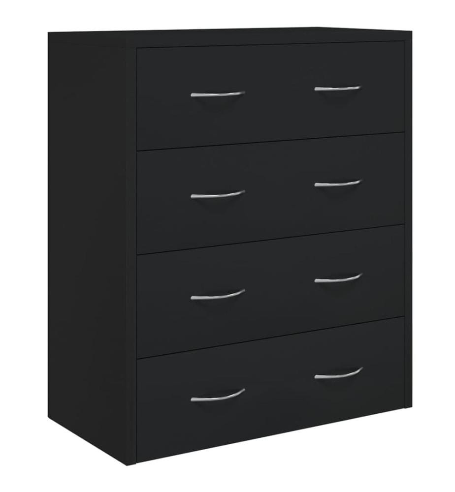 Kommode mit 4 Schubladen 60×30,5×71 cm Schwarz