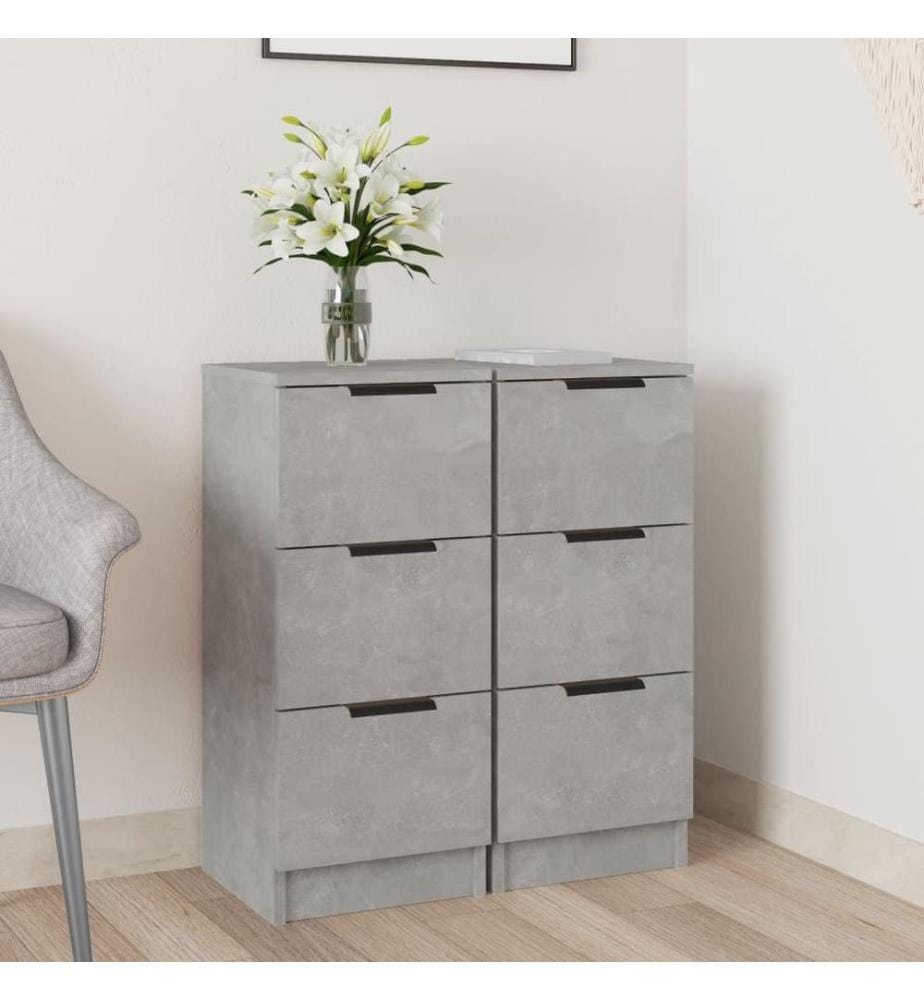 Sideboards 2 Stk. Betongrau 30x30x70 cm Holzwerkstoff