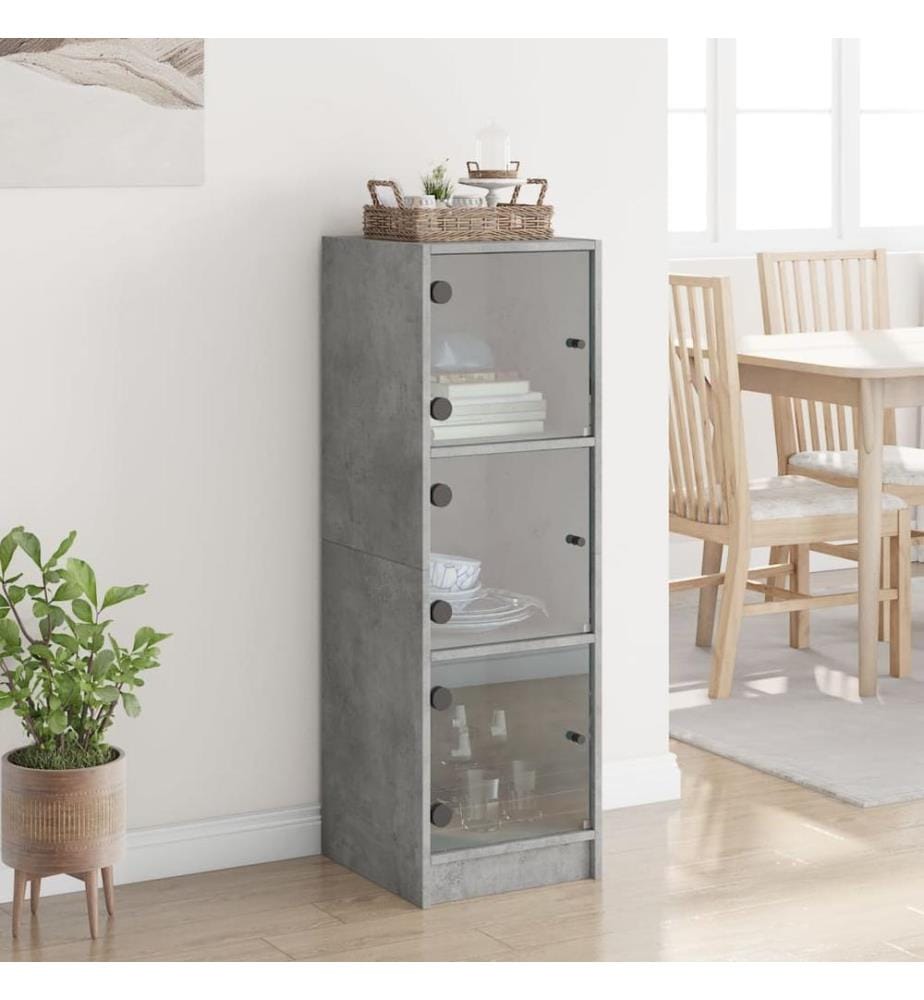 Highboard mit Glastüren Betongrau 35x37x109 cm