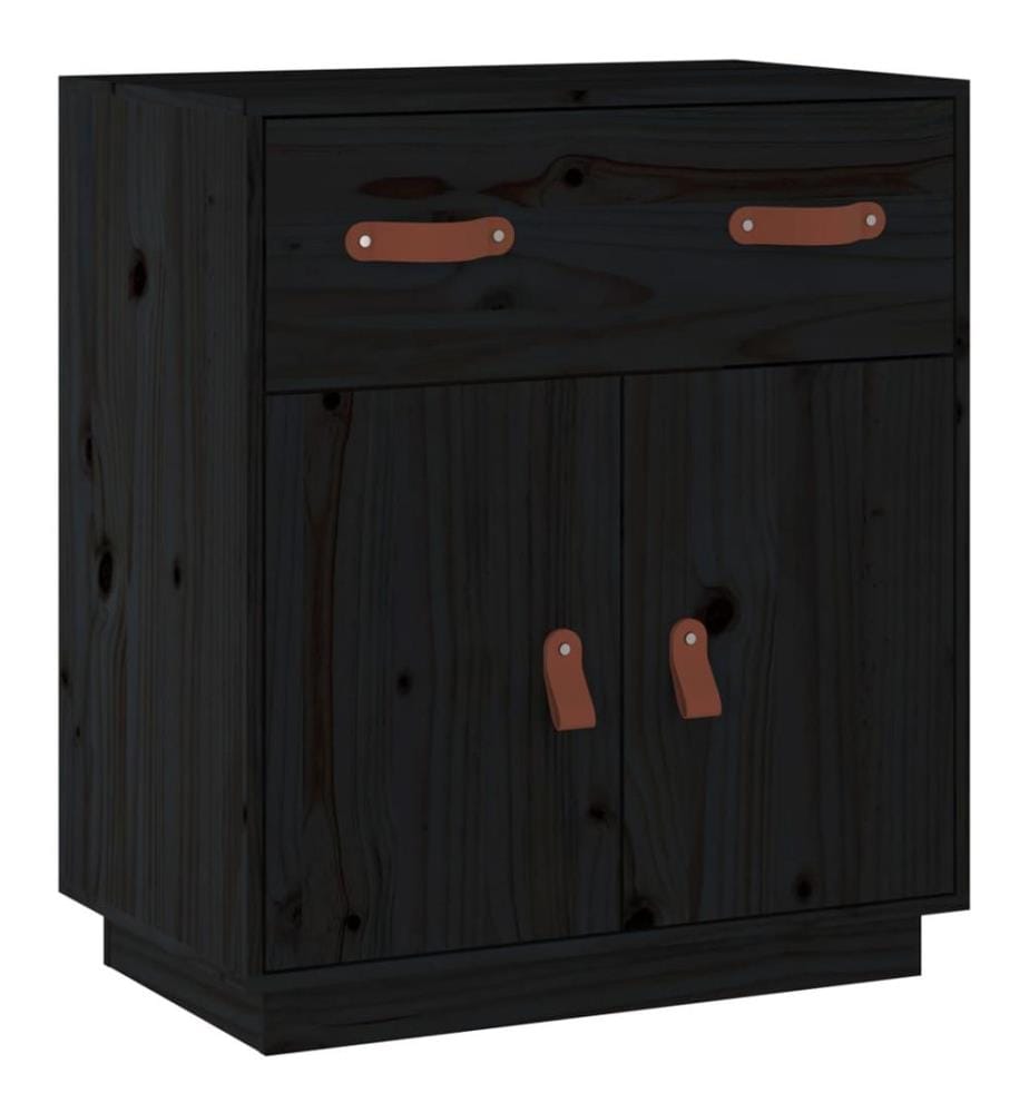 Sideboard Schwarz 65,5x40x75 cm Massivholz Kiefer
