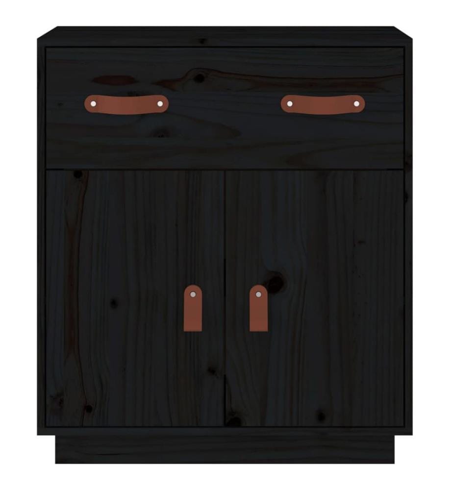 Sideboard Schwarz 65,5x40x75 cm Massivholz Kiefer
