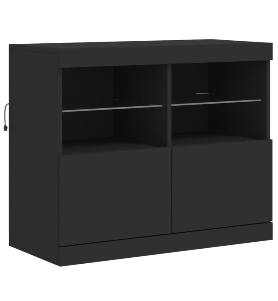 Sideboard mit LED-Leuchten Schwarz 81x37x67 cm