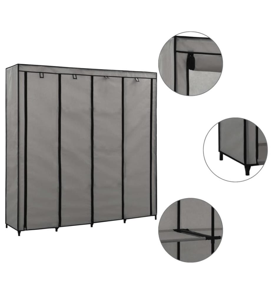 Kleiderschrank mit 4 Fächern Grau 175 x 45 x 170 cm