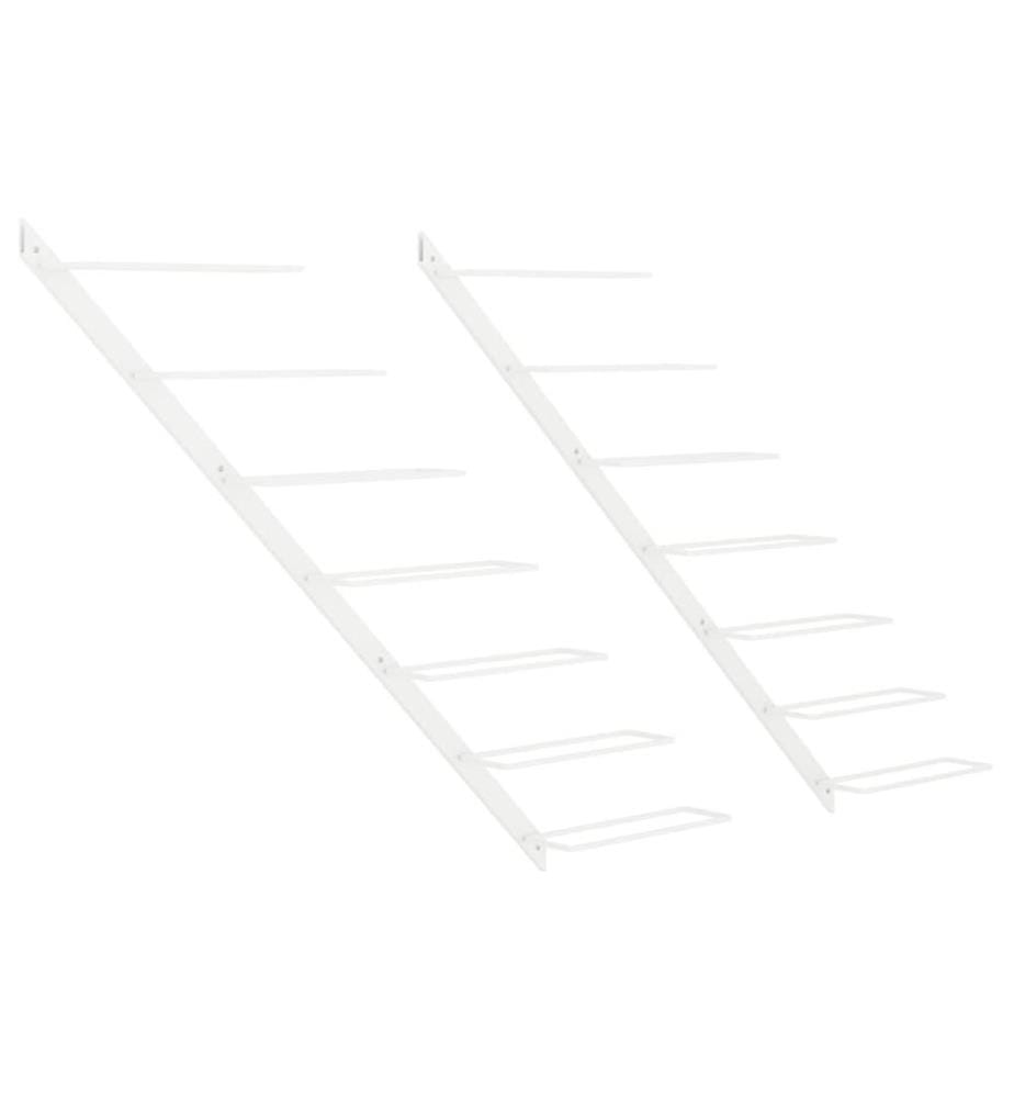 Wand-Weinregale für 7 Flaschen 2 Stk. Weiss Metall