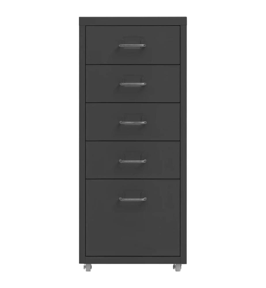 Aktenschrank mit Rollen Anthrazit 28x41x69 cm Metall