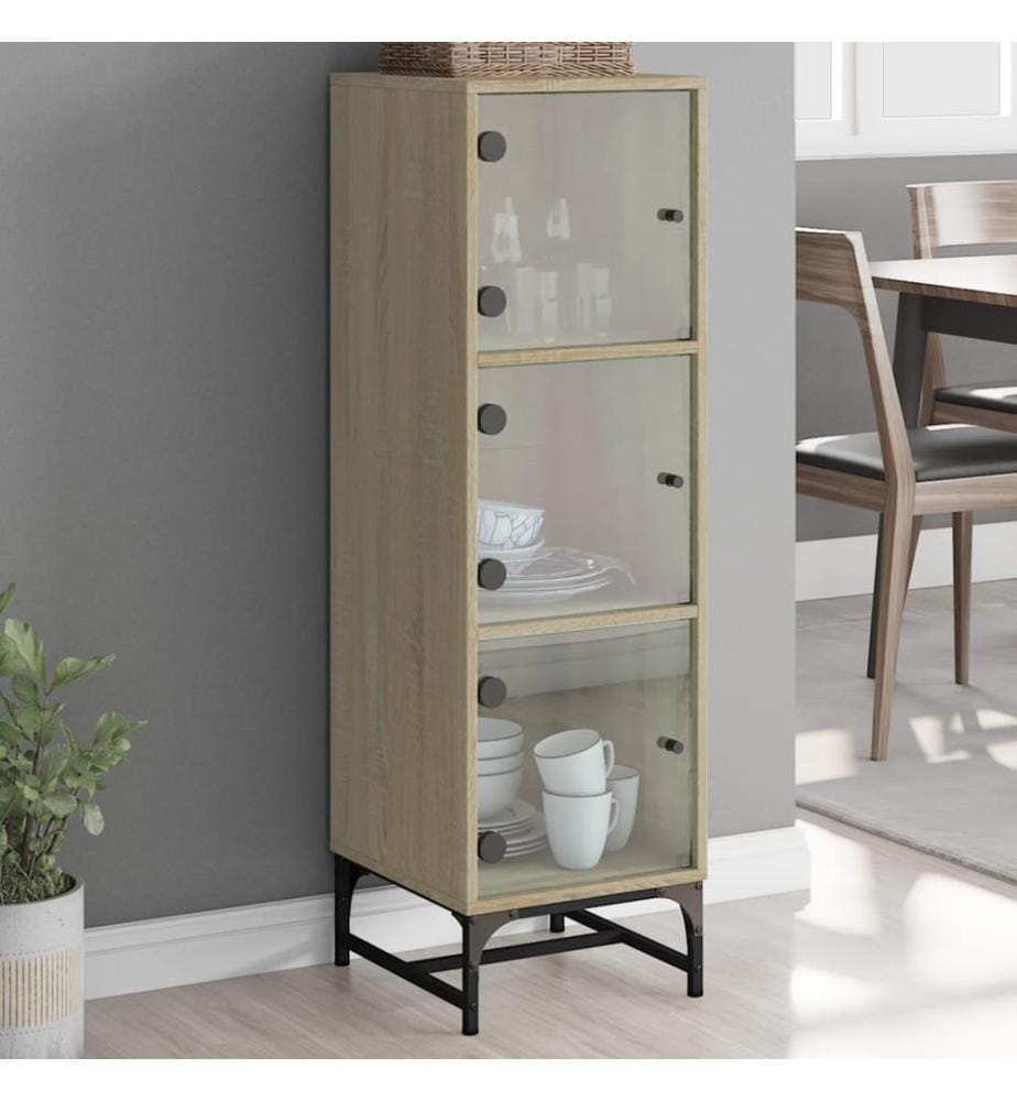 Highboard mit Glastüren Sonoma-Eiche 35x37x120 cm