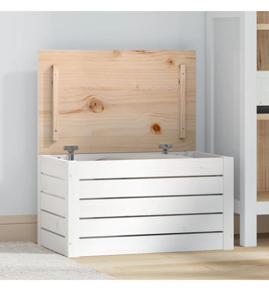 Truhe Weiss 59,5x36,5x33 cm Massivholz Kiefer