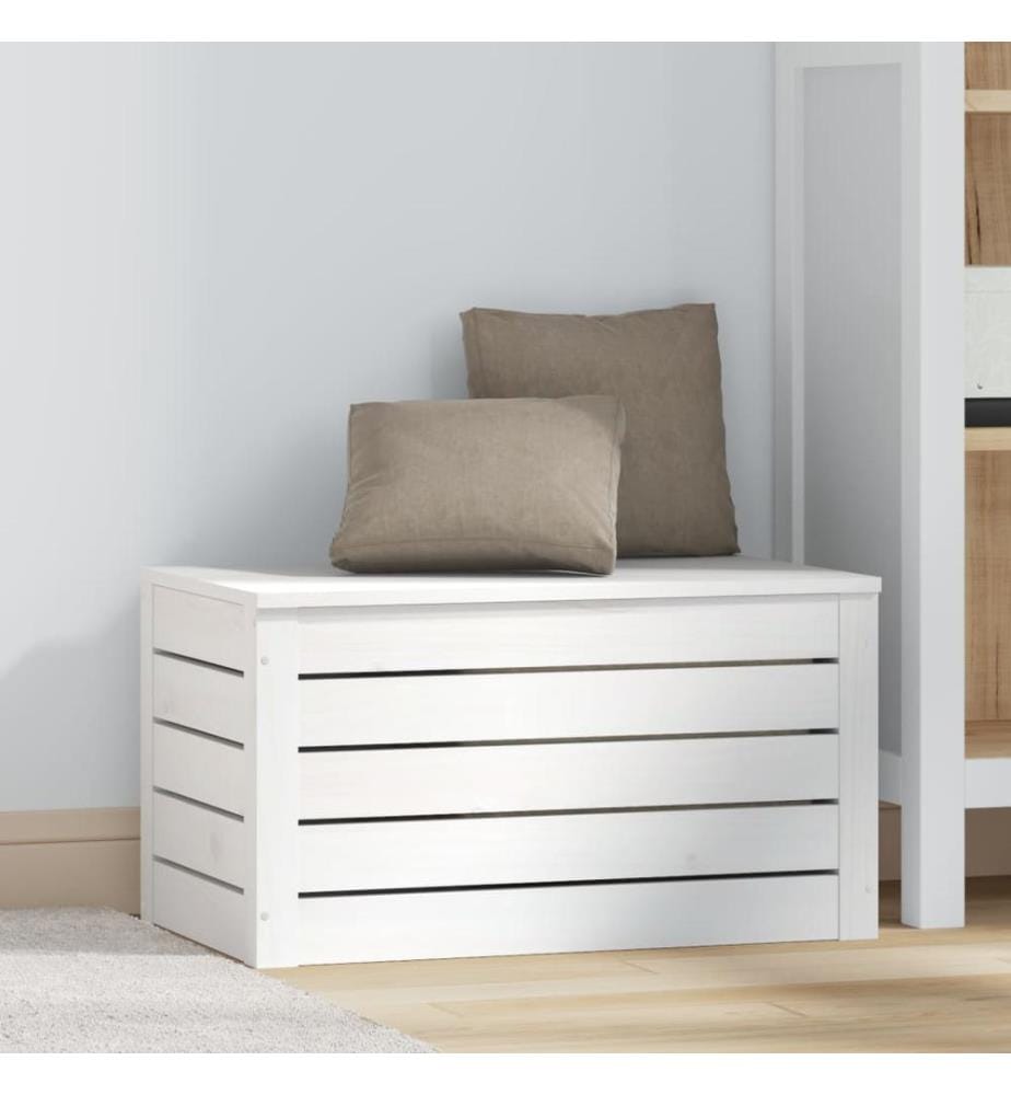 Truhe Weiss 59,5x36,5x33 cm Massivholz Kiefer