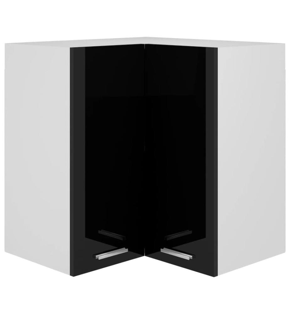 Armoire d'angle suspendue "Lyon" Noir brillant