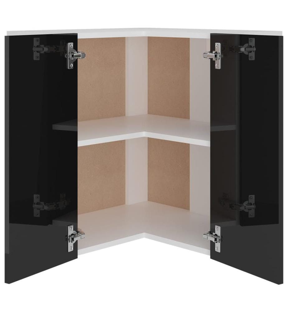 Armoire d'angle suspendue "Lyon" Noir brillant