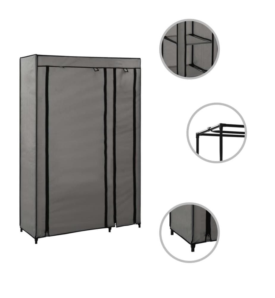 Faltschrank Grau 110x45x175 cm Stoff