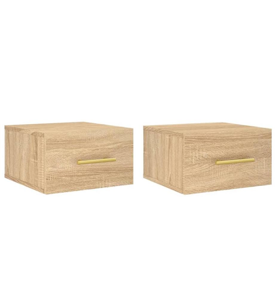 Wand-Nachttische 2 Stk. Sonoma-Eiche 35x35x20 cm