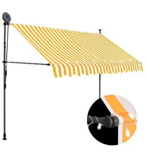 Einziehbare Markise Handbetrieben mit LED 300 cm Weiss Orange