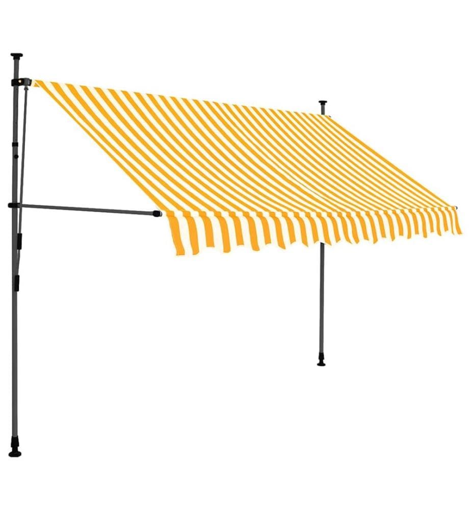 Einziehbare Markise Handbetrieben mit LED 300 cm Weiss Orange