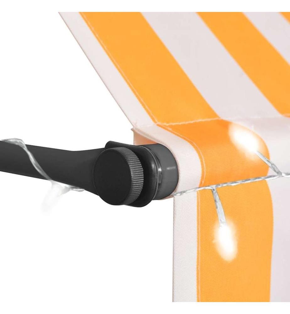 Einziehbare Markise Handbetrieben mit LED 300 cm Weiss Orange