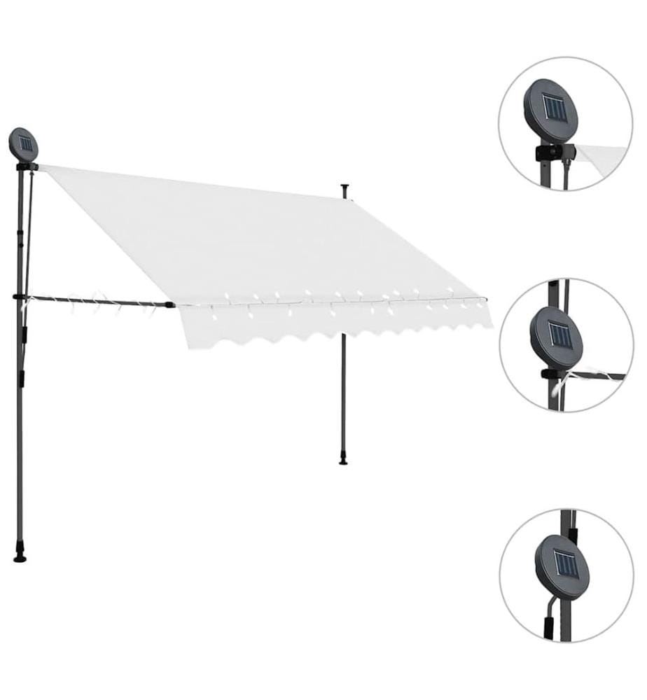 Einziehbare Markise Handbetrieben mit LED 250 cm Creme