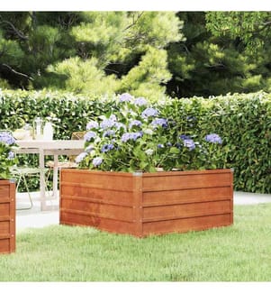 Lit surélevé de jardin rouillé 100x100x45 cm acier corten