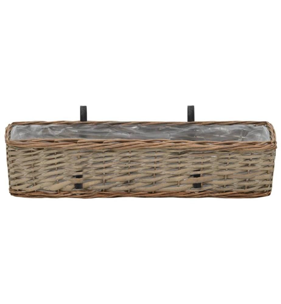 Jardinière de balcon 2 pcs Osier avec doublure en PE 60 cm