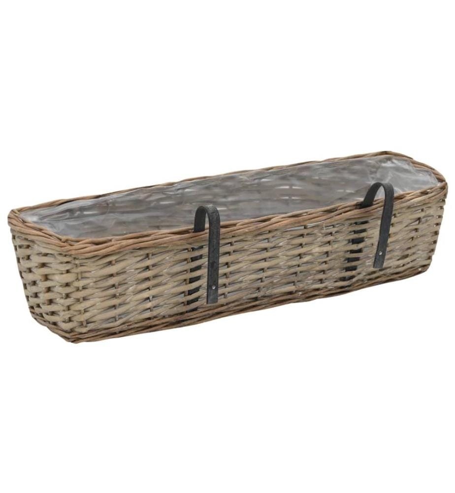 Jardinière de balcon 2 pcs Osier avec doublure en PE 60 cm