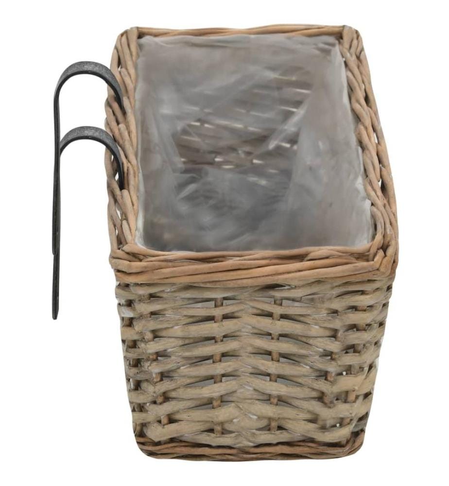 Jardinière de balcon 2 pcs Osier avec doublure en PE 60 cm