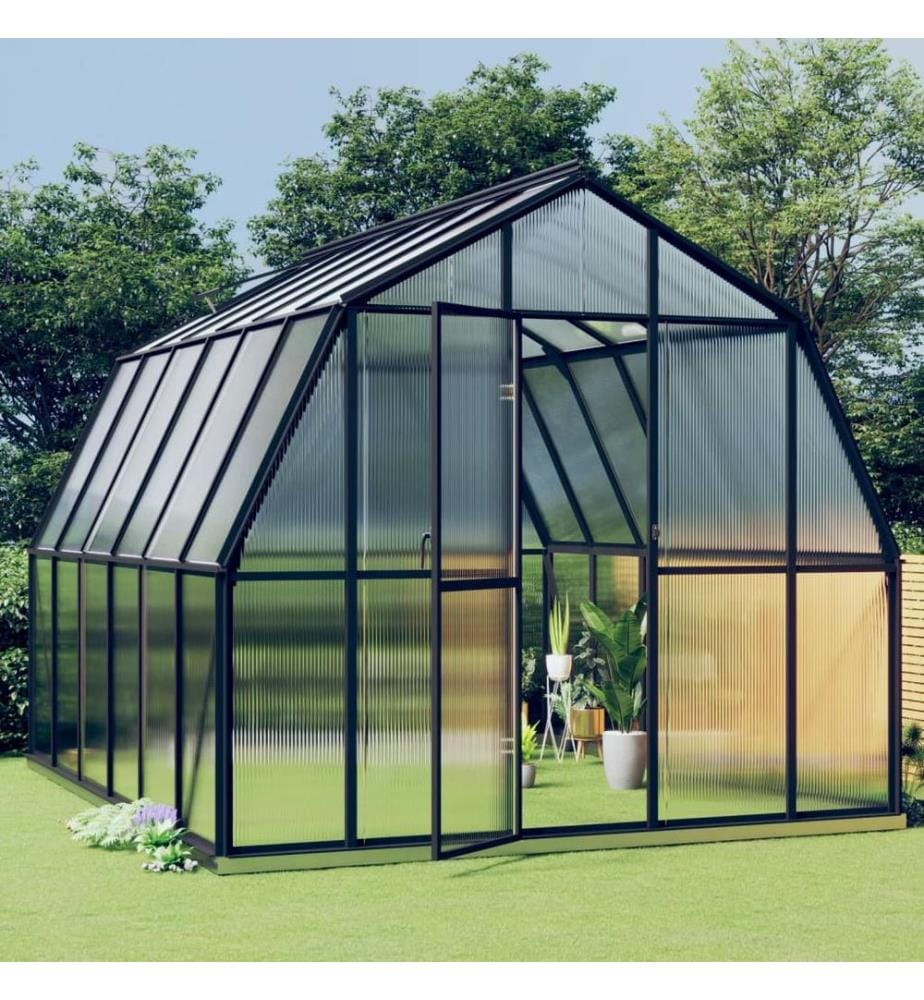 Gewächshaus mit Fundamentrahmen Anthrazit 9,53 m² Aluminimum