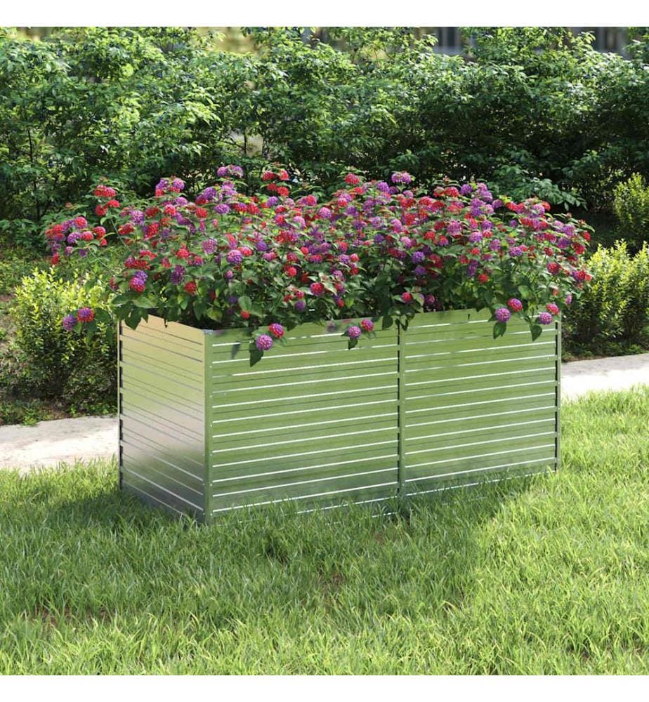 Garten-Hochbeet 160x80x77 cm Verzinkter Stahl Silbern