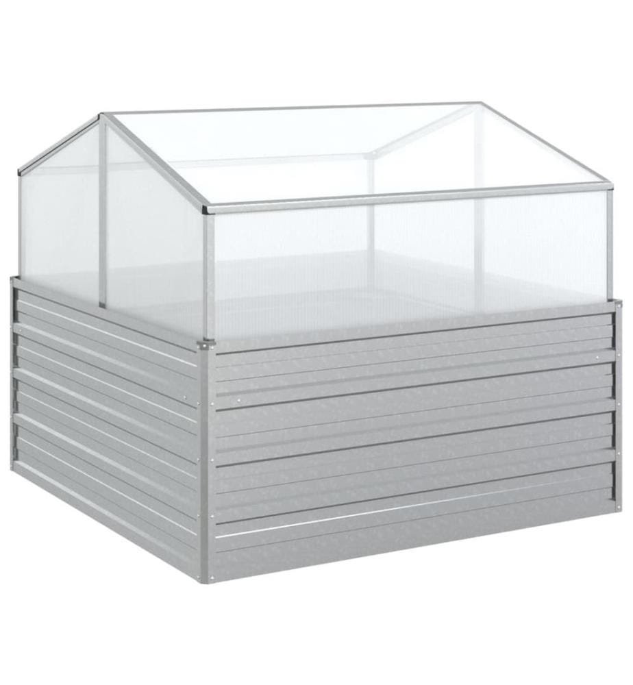 Garten-Hochbeet mit Gewächshaus 100x100x85 cm Silber