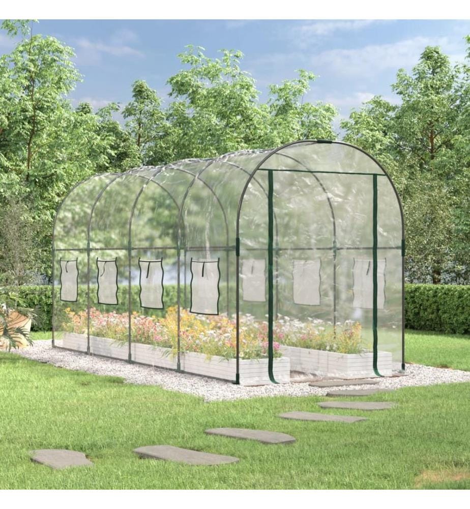 Gewächshaus Transparent 160x400x190 cm PVC & Stahl