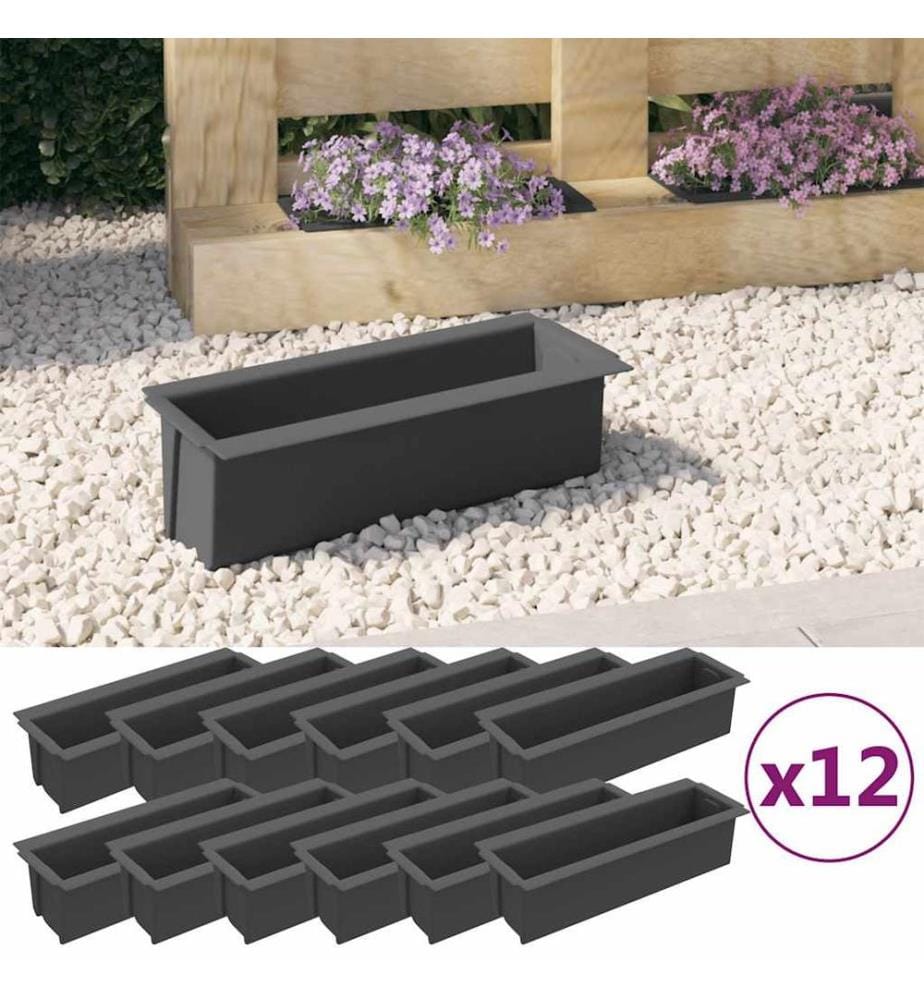 Pflanzkasten für Europaletten 12 Stk. Grau 36x13,5x9,5 cm PP