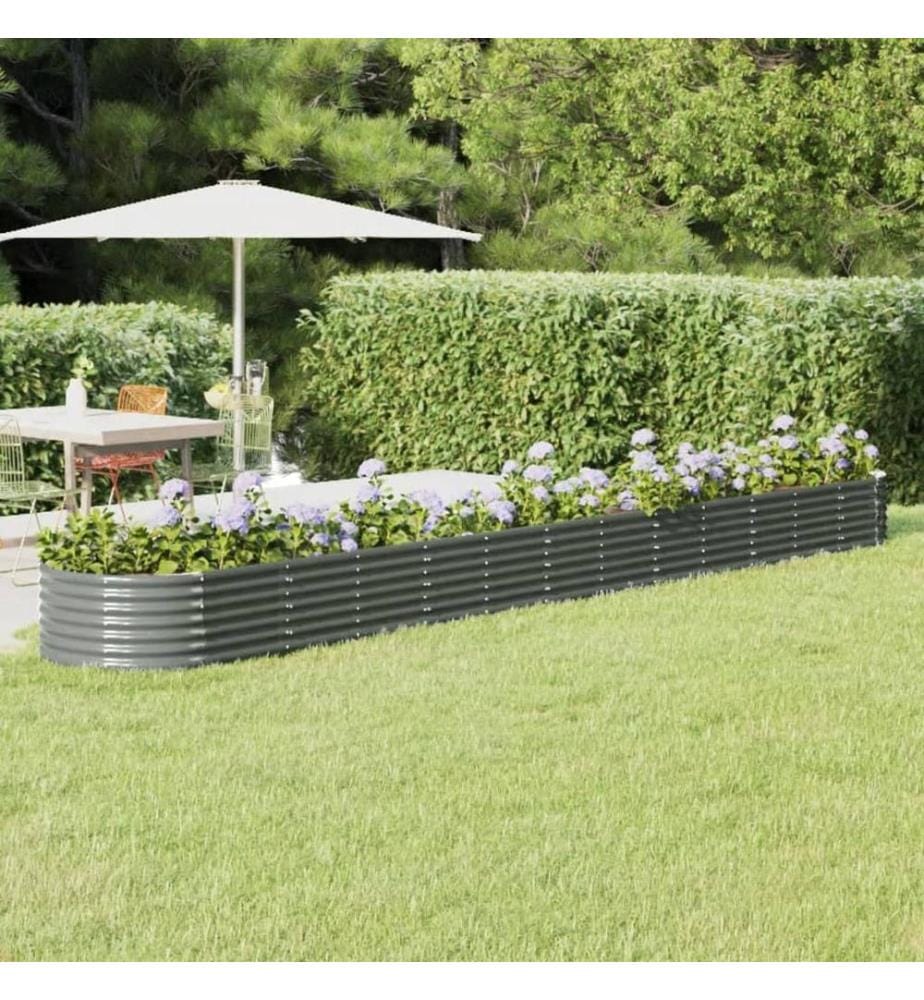 Lit surélevé de jardin Acier galvanisé 512x80x36 cm gris
