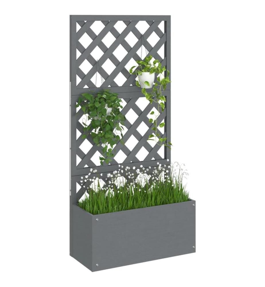 Blumenkasten mit Rankgitter Grau 65x33x135 cm WPC