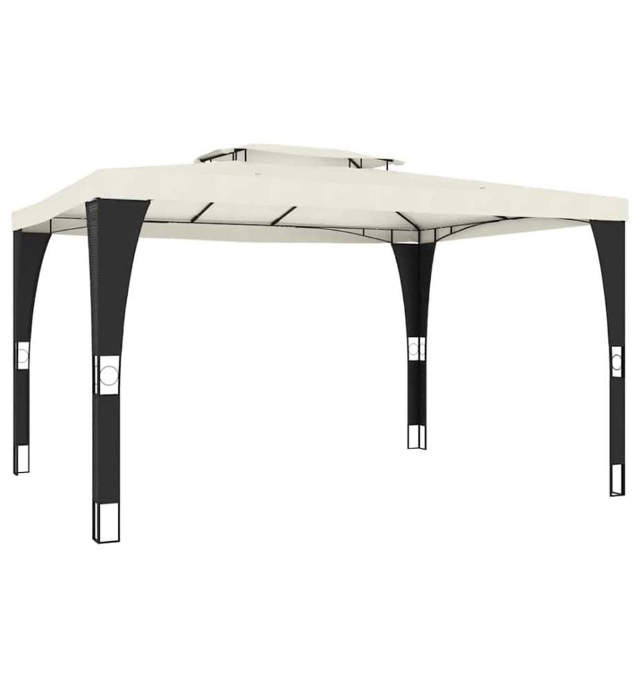 Pavillon mit Doppeldach Creme 3,98x2,98 m Stahl