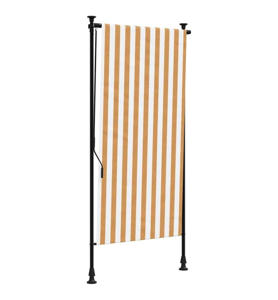 Aussenrollo Orange und Weiss 100x270 cm Stoff und Stahl