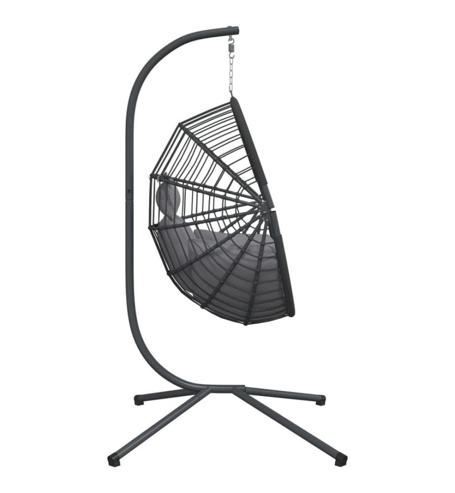 Hängesessel Ei-Design mit Ständer Grau Rattan und Stahl