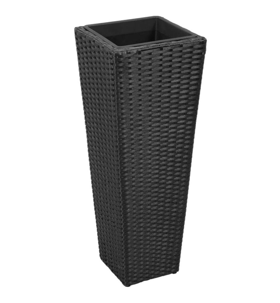 Garten-Hochbeet 3-tlg. Poly Rattan Schwarz