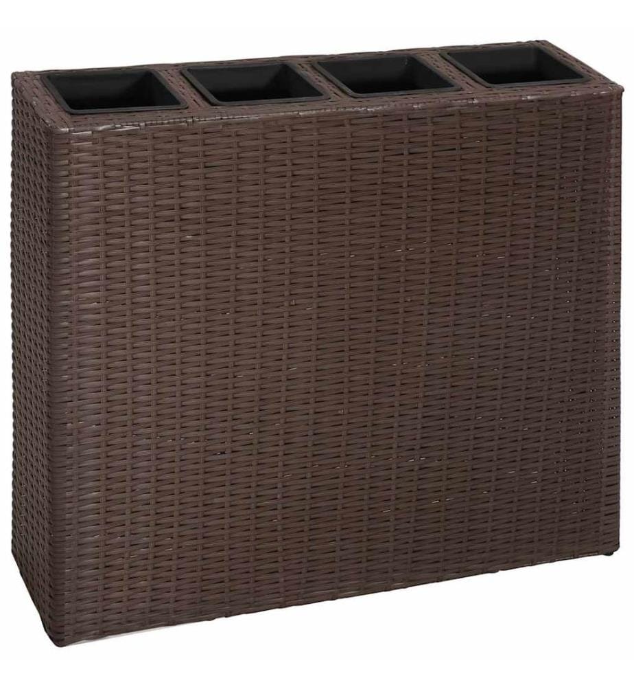 Garten-Hochbeet mit 4 Töpfen Poly Rattan Braun