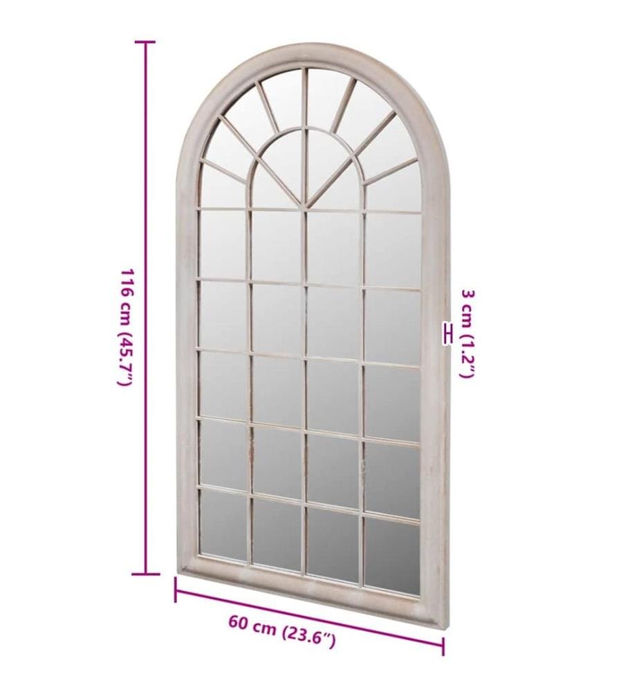 Miroir de jardin d'arche rustique 60x116 cm Intérieur/extérieur