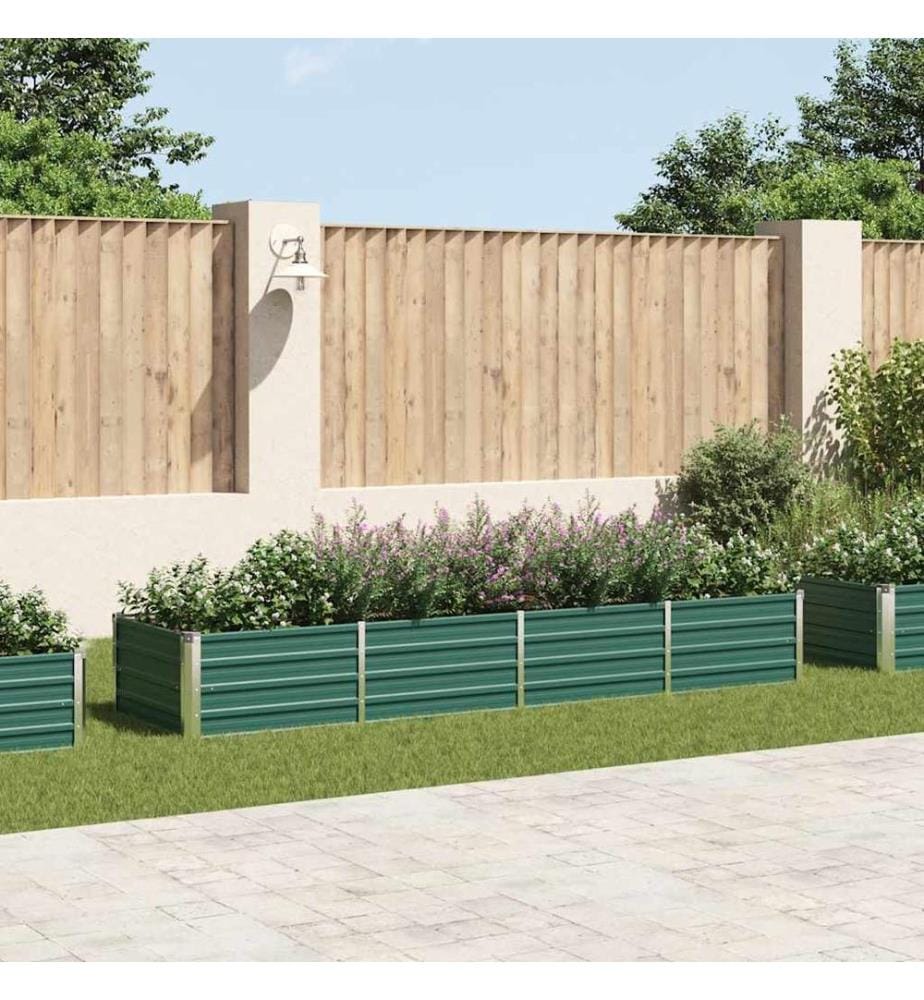 Lit surélevé de jardin Acier galvanisé 320x80x45 cm Vert