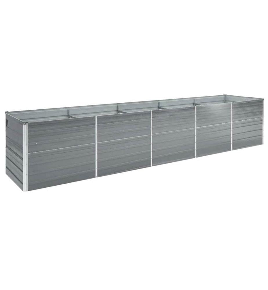 Lit surélevé de jardin Acier galvanisé 400x80x77 cm Gris