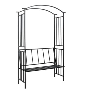 Rosenbogen mit Bank Schwarz 128x50x207 cm Eisen