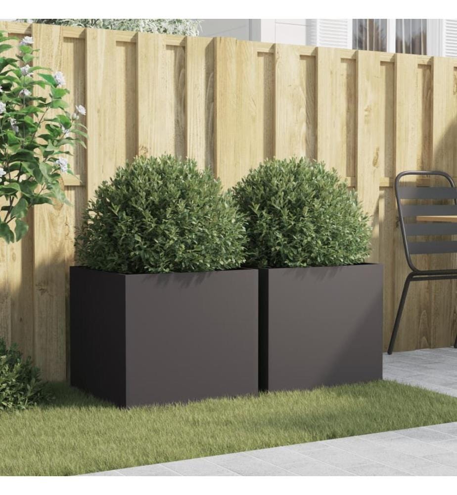 Jardinières 2 pcs noir 49x47x46 cm acier