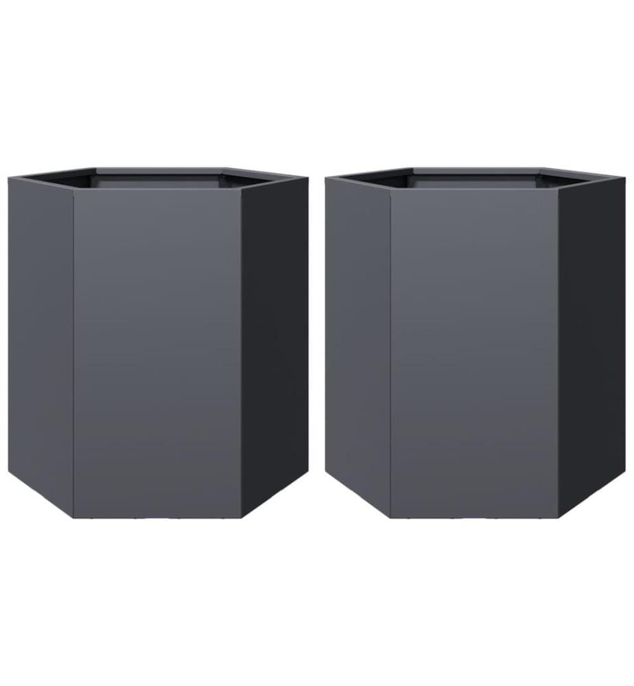 Jardinières 2 pcs anthracite hexagone 46x40x45 cm acier