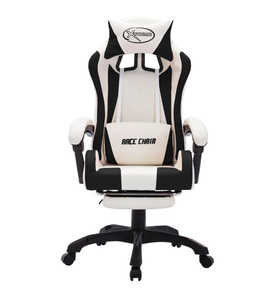 Fauteuil de jeux vidéo avec LED RVB Noir et blanc Similicuir
